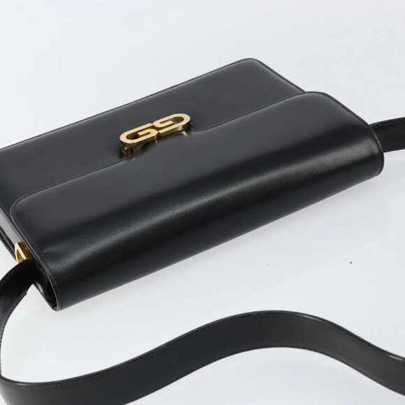 GUCCI Shoulder Bag Leather Black Gold Auth ep11506 - Picture 5 of 16